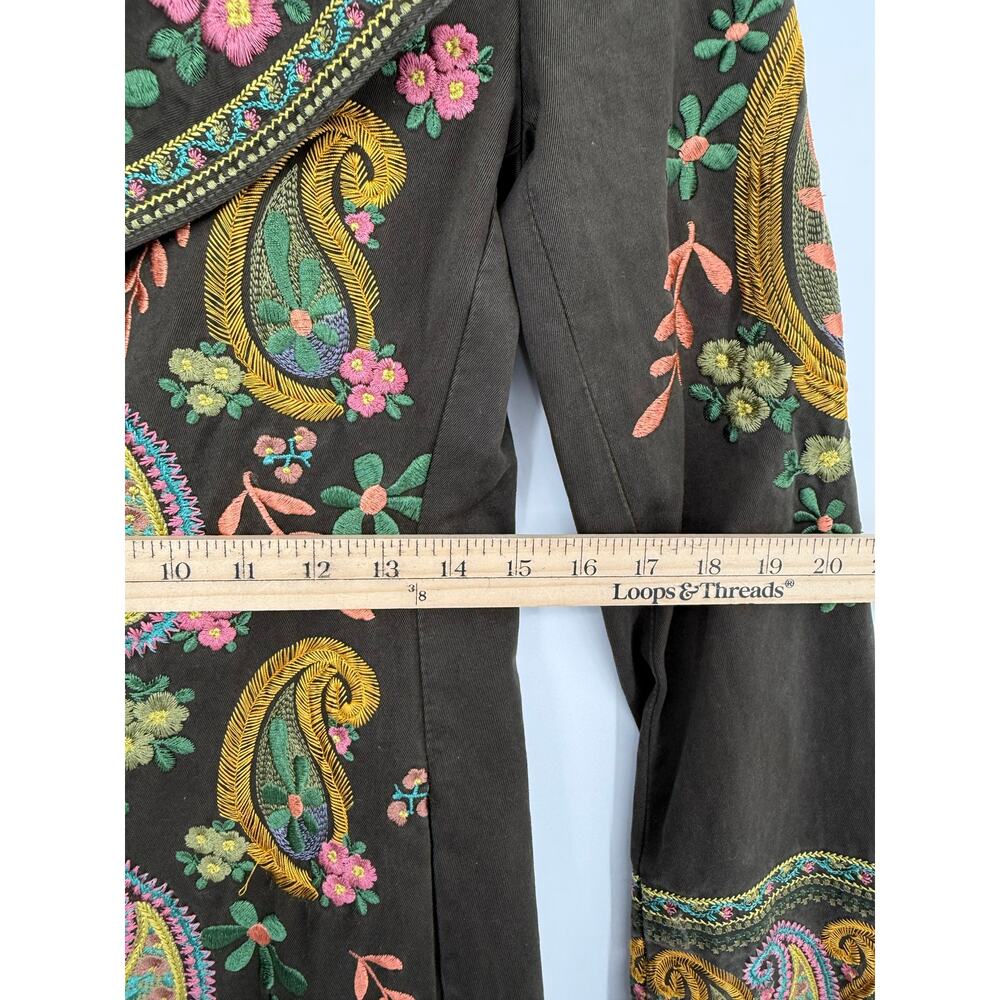 Vintage Biya Two Ten Ten Five Embroidered Paisley Floral Cotton Coat Jacket S - Picture 12 of 13